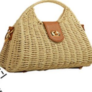 Womans Summer Straw Wicker Hand-woven Crossbody Tote  Clutch Bag